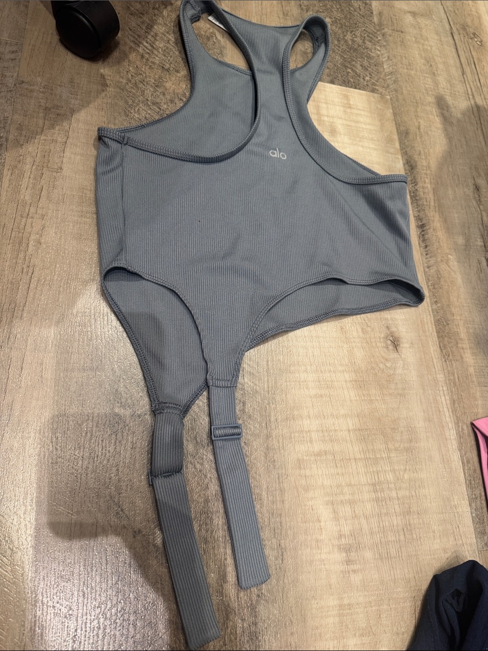 ALO Yoga Slate Ribbed Racerback Crop - Picture 6 of 6